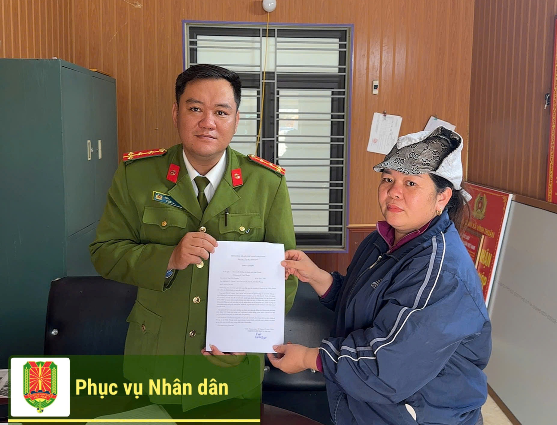 Công dân gửi thư cảm ơn Công an xã Vĩnh Thuận